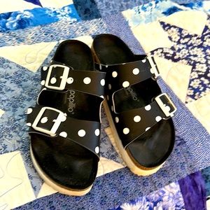 White on black polka dot Birkenstocks!